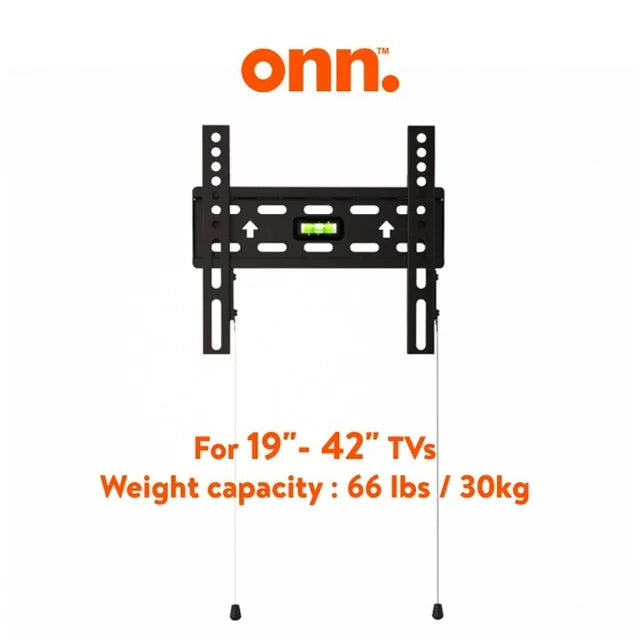 19" to 42" onn. Fixed TV Wall Mount for TVs, Holds TVs up to 35 lbs, Black