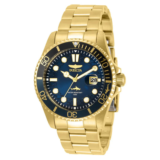 Invicta Men's Watch Pro Diver Quartz Blue Dial Yellow Gold Bracelet 30810
