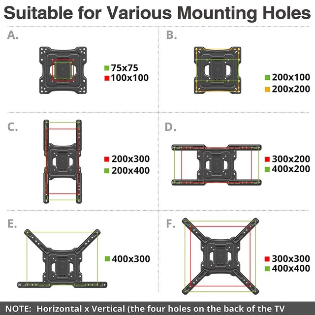 USX MOUNT Full Motion Tilting Swivel TV Wall Mount for 23-55 Inch TVs with Max VESA 400x400mm & 77lbs