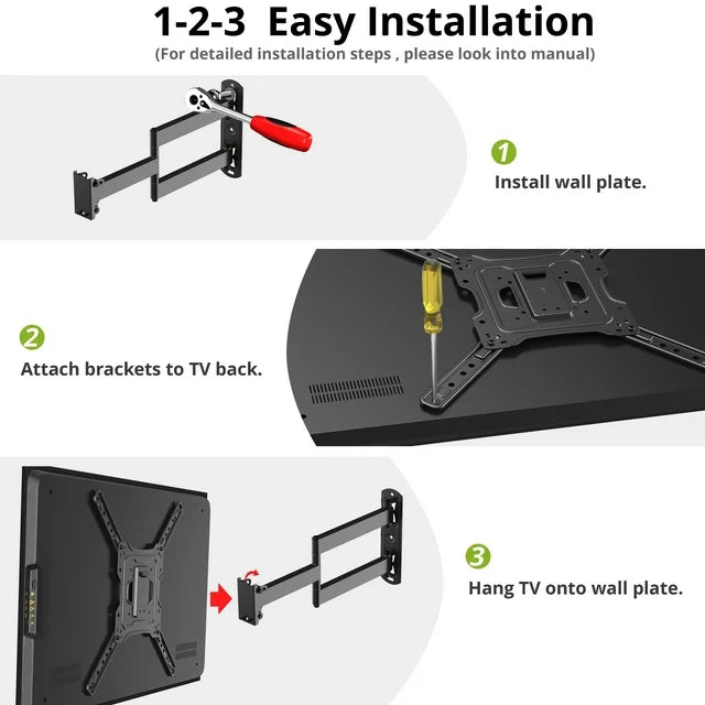 USX MOUNT Full Motion Tilting Swivel TV Wall Mount for 23-55 Inch TVs with Max VESA 400x400mm & 77lbs