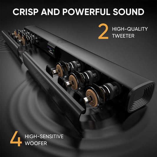 RIOWOIS Sound Bars for Smart TV, 31-in Bluetooth TV Soundbar Speakers with HDMI-ARC, Optical AUX Connection, Crisp Sound and Easy Setup, Detachable Surround...