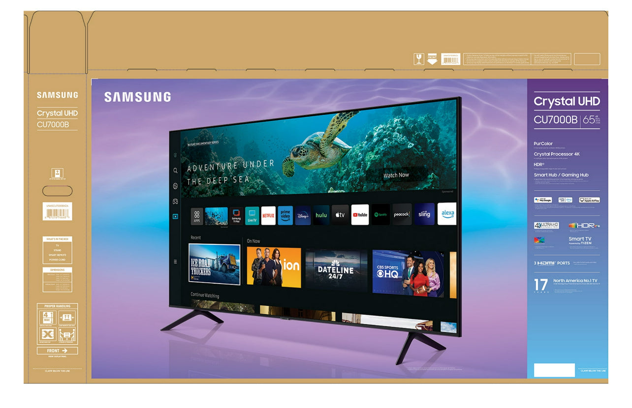 SAMSUNG 65" Class CU7000B Crystal UHD 4K Smart Television UN65CU7000BXZA