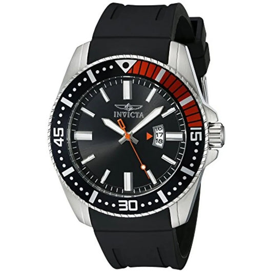 Invicta Men's Pro Diver Analog Black & Red Bezel Quartz Black Silicone Watch