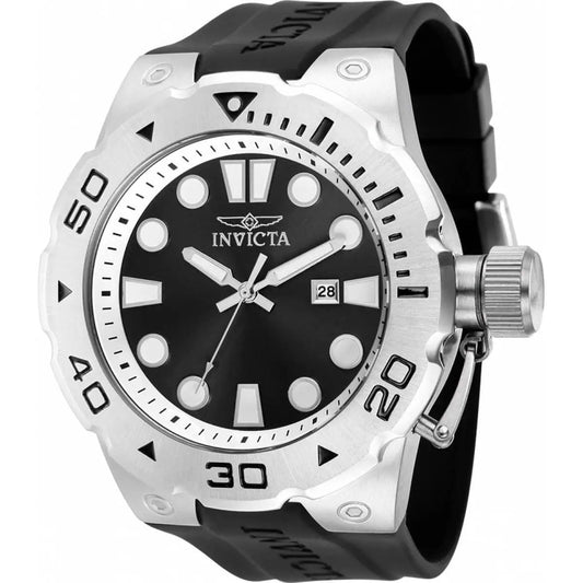 Invicta Men's Watch Pro Diver Quartz Date Black Dial Silicone Rubber Strap 36996